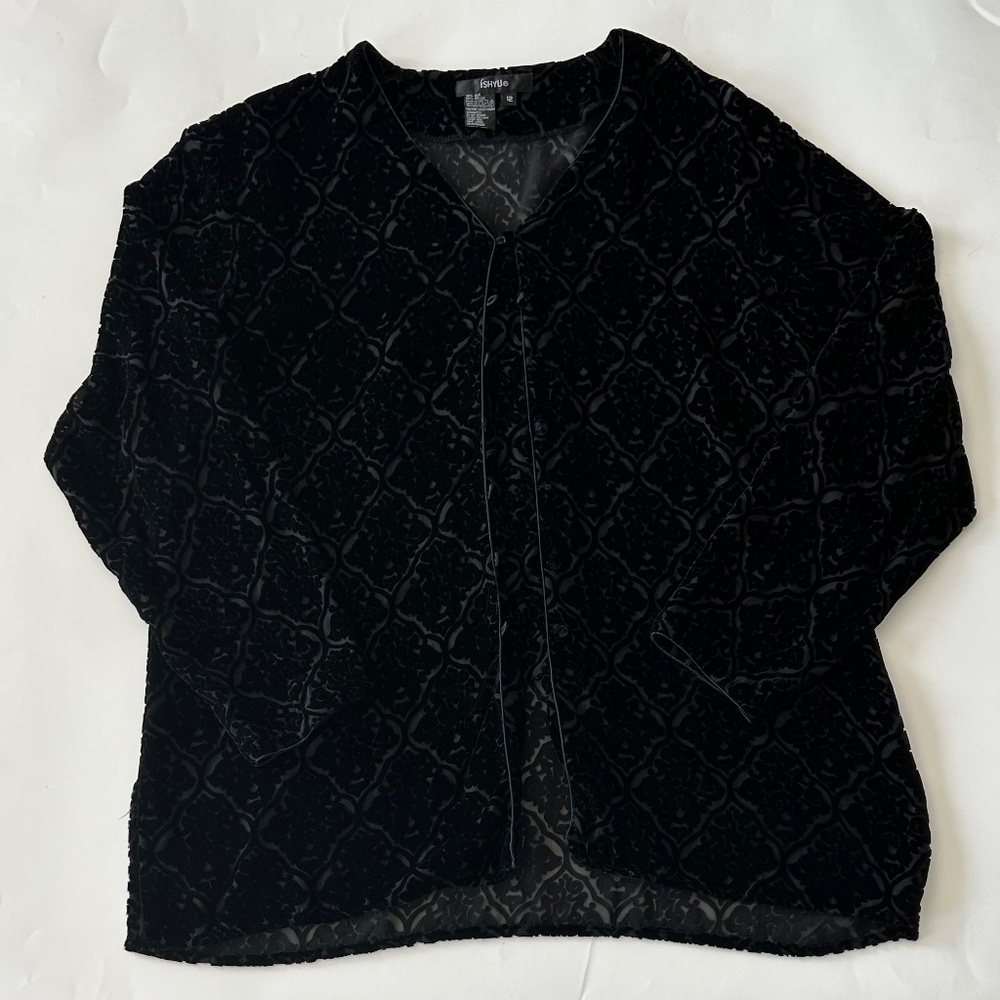Ishyu Women's Silk Long Sleeve Blouse Size 12 EUC